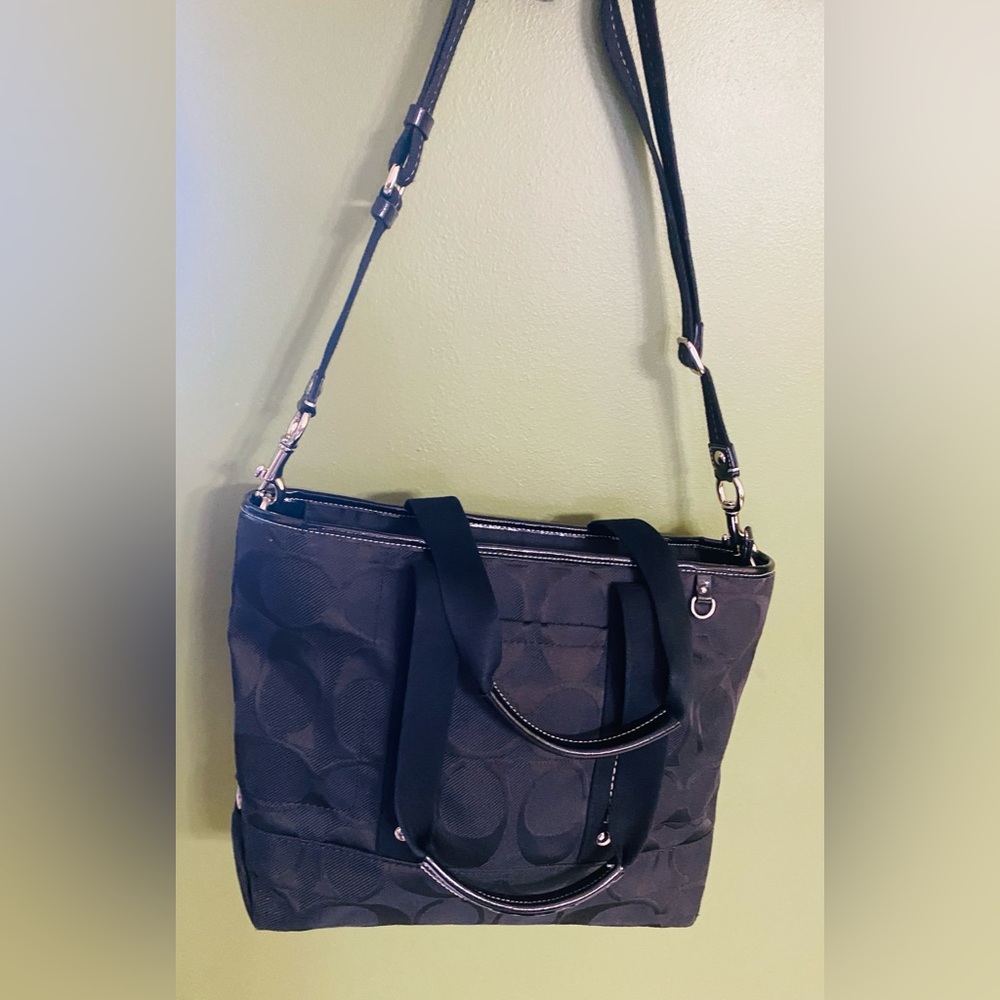 Coach Black Monogram Shoulder Bag with Adjustable Strap - Picture 3 of 16